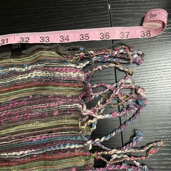 Multi-Color Scarf, Cotton, Rayon, Model & Metallic Blend with Tassels - Picture 7 of 14